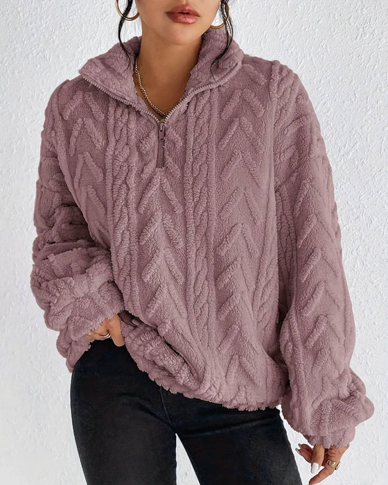 Sweatshirt Dobbeltsidig Fleece Halv Glidelås