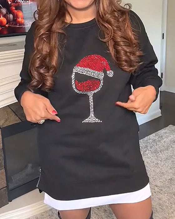 Kjole Vinglass Jul Trykk Lang Sweatshirt