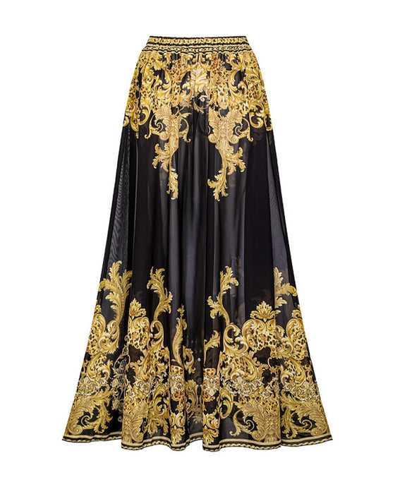 Badedrakt Med Vintageprint I Mesh Solbeskyttelse