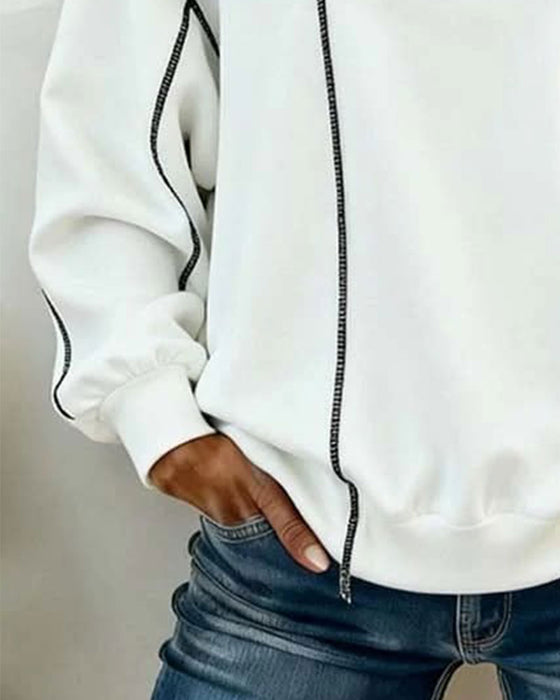 Sweatshirt Rund Hals Oversized Fargeblokk