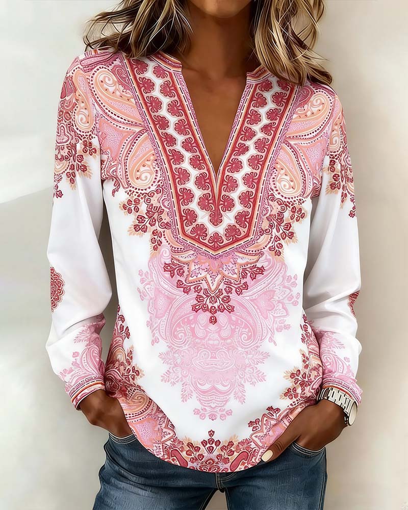 Topp V-Hals Bohemsk Løs