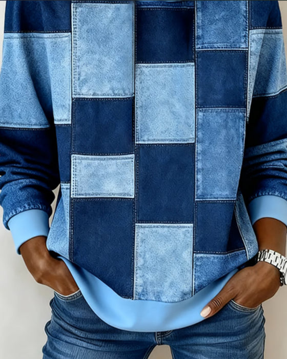 Stilig Rutete Hettegenser Med Lange Ermer