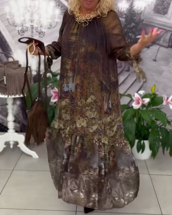 Kjole Elegant Blomstermønster Lang