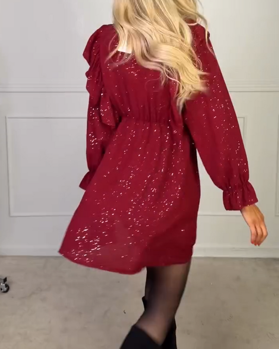 Stilfull Kjole Med V-Hals I Ensfarget