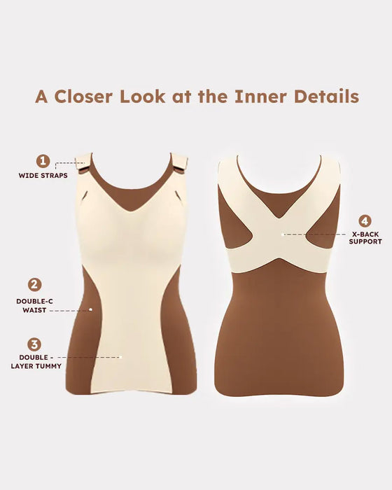 Tank Topp Dame 3-I-1 Lett Tilpasset Myk Termisk Shapewear Innebygd Bh