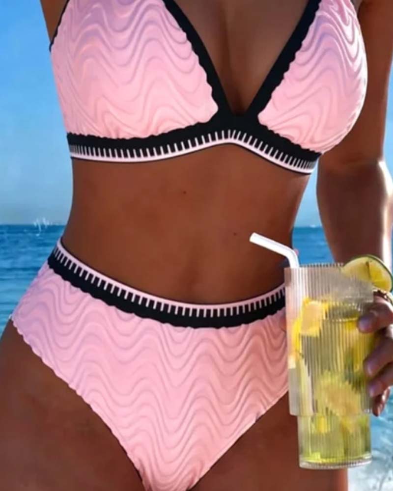 Bikini Fargeblokk Dobbelstropp Teksturert