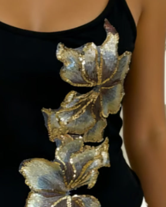 Cami Top Stroppet Stor Blomstret Trykk
