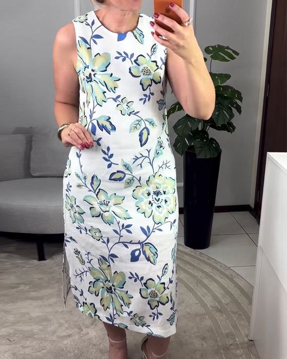 Kjole Ermeløs Blomstret Rett