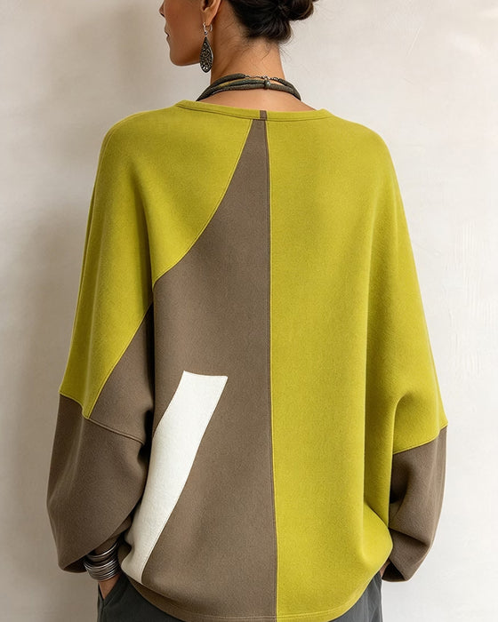 Topp Rund Hals Raglan Erm Fargeblokk