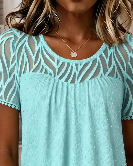 Bluse Nett Patchwork Solid Farge