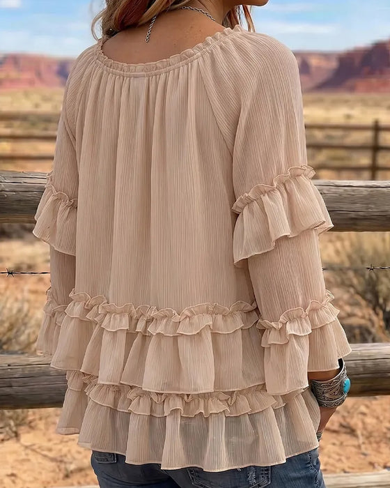 Bluse Dobbel Lag Ruffle Flare