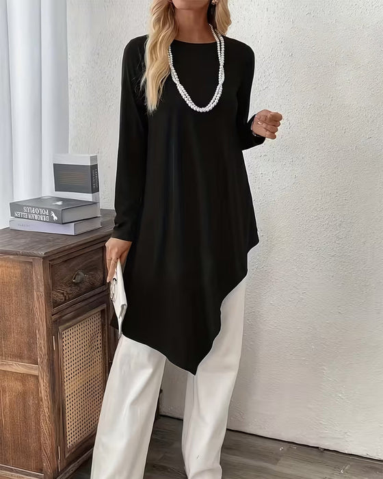 Top Asymmetrisk Midjelangt Ensfarget