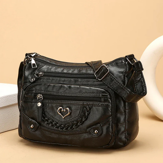Dame Myk PU Lær Multi-Lomme Crossbody Veske