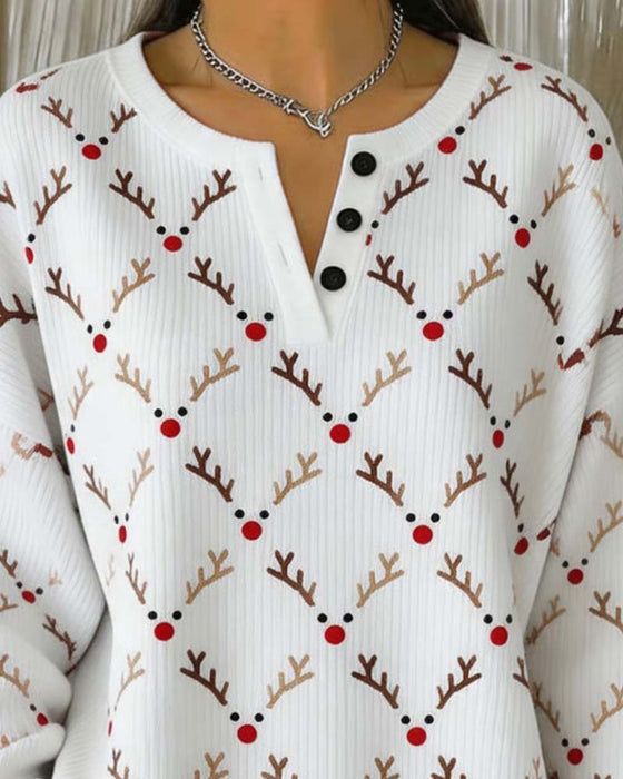 Sweatshirt Jul Gevir Trykk Knapp