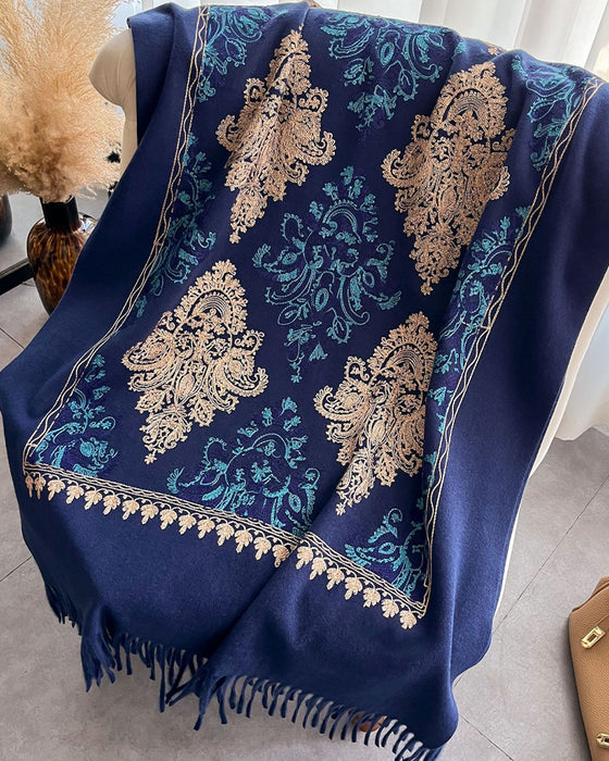 Trykt Frynset Lang Skjerf