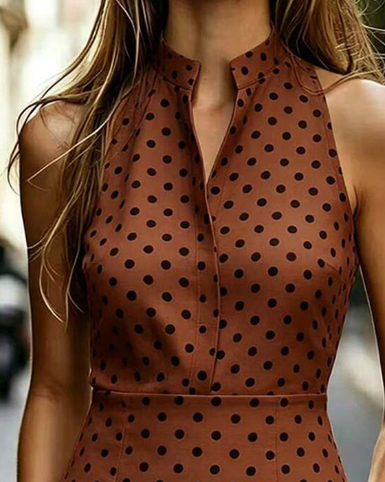 Kjole Ermeløs Polka Dot Vintage