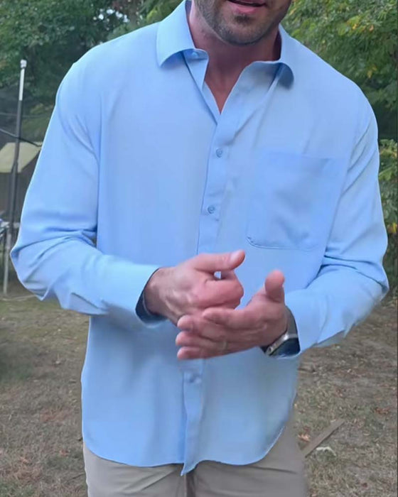 Skjorte Solid Casual Vanntett Stretch