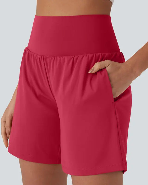 Ensfargede Shorts Høy Midje