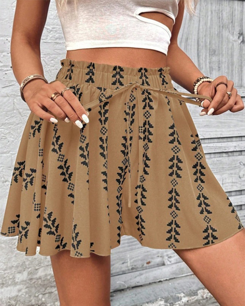 Shorts Trykk Snøre Loose Fit Flare