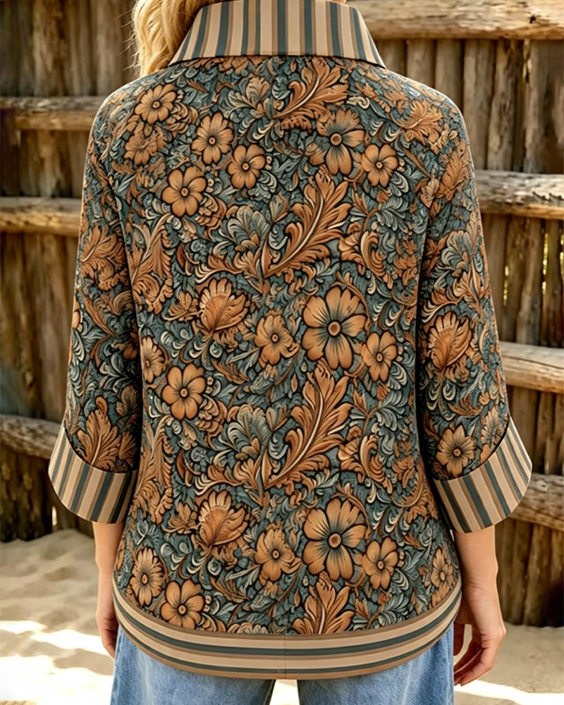 Bluse Slag Casual Blomstret Knapp