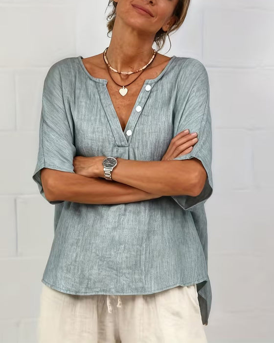 Topp Løs Passform Ensfarget Kortermet