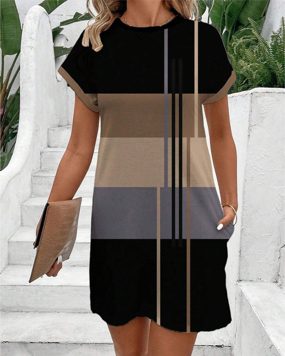 Kjole Rund Hals mote Casual Trykt