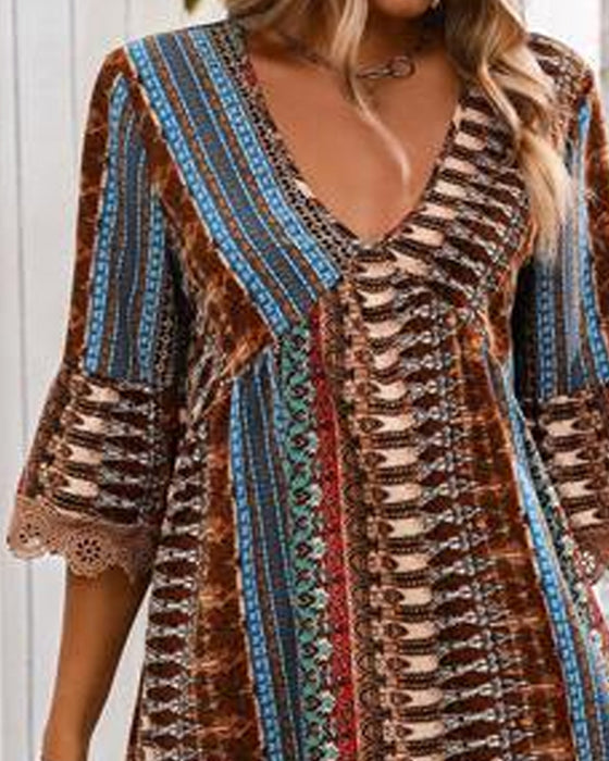 Kjole V-Hals Blonde Trekvart Erme
