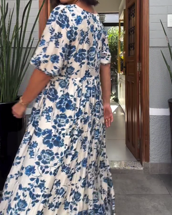 Kjole Kortermet Blomstertrykk