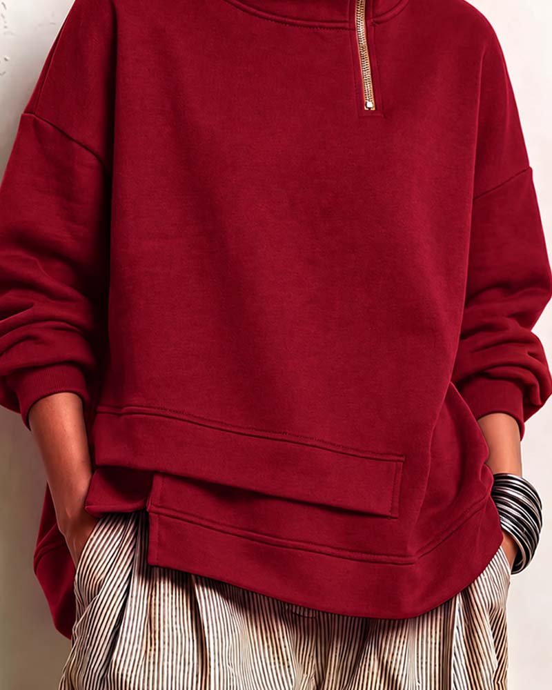 Sweatshirt Turtleneck Glidelås Uregelmessig
