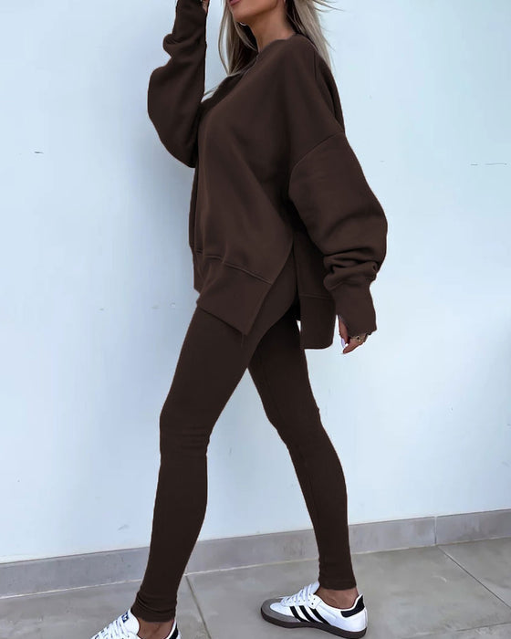 Sett Slim Bukse Løs Sweatshirt