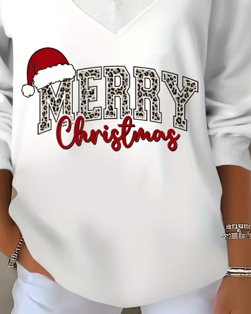 Sweatshirt V-Hals Jul Trykk