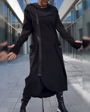 Ensfarget elegant løs kjole