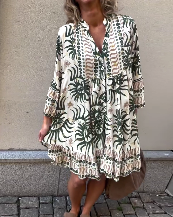 Kjole Klokkermet Løs Trykt Ferie