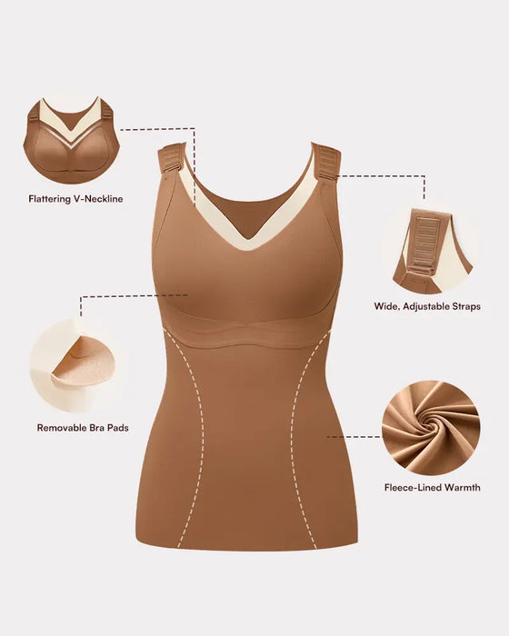 Tank Topp Dame 3-I-1 Lett Tilpasset Myk Termisk Shapewear Innebygd Bh