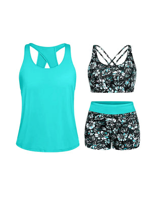 Tankini Blomstrende Trykk Tredelt