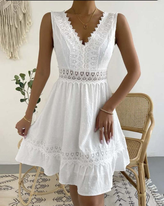 Kjole Ensfarget Knipling Ryggløs