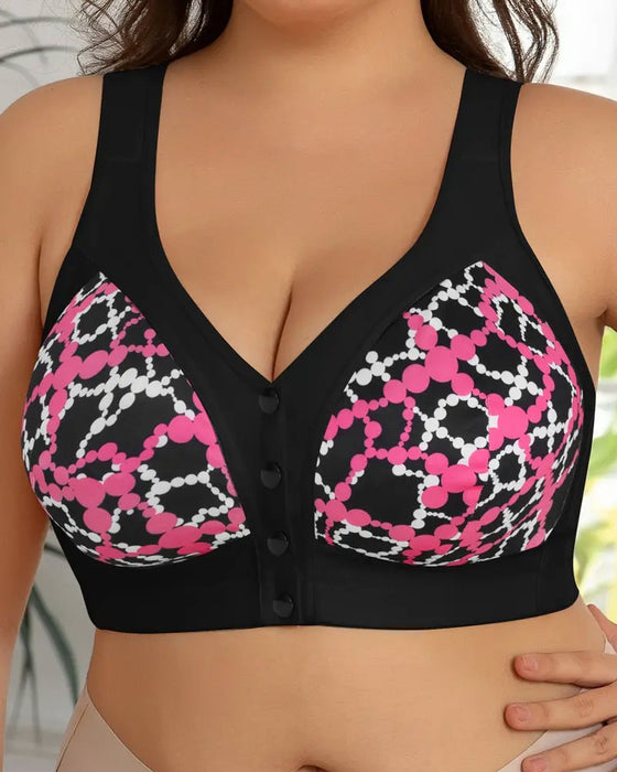 Frontlukking Trådløs Chic Geometrisk Trykk Bralette