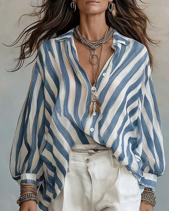 Bluse Akvarell Stripe Løs