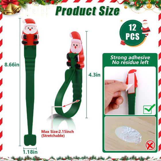 🎄🎅 Julenisse Selvklebende Kroker (12-Pakning) — ingen bor, ingen spiker, bare peel, stick og heng