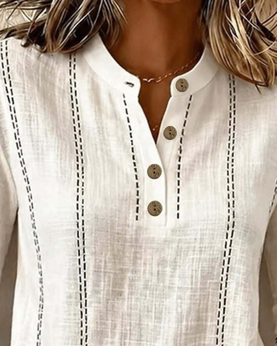 Bluse Albuelang Erme Halvknapp Linje