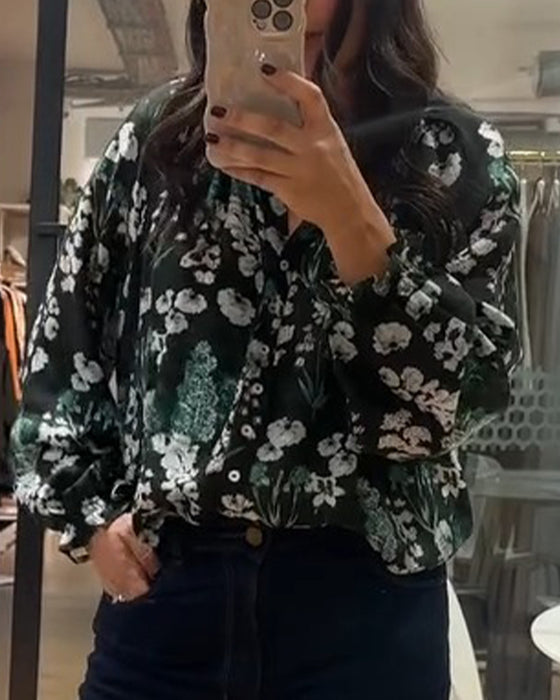 Bluse Avslappet Langermet Trykt
