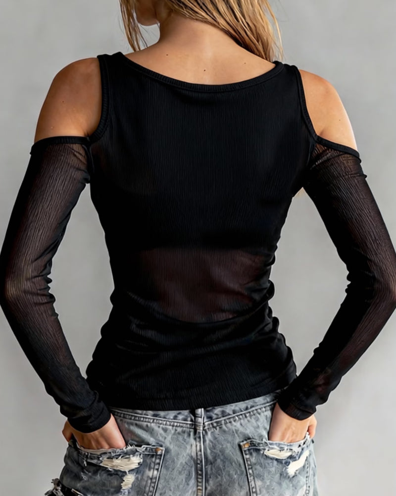 Bluse Kors Og Tvers V-Hals Off-Shoulder