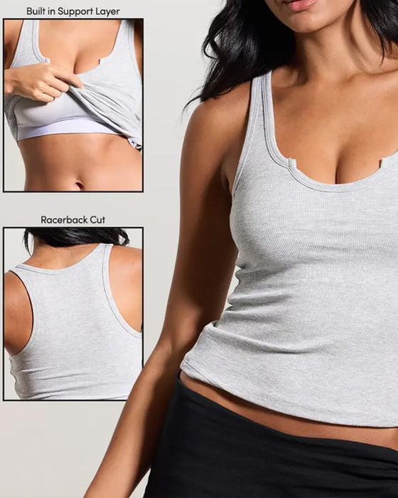 Topp U-hals Racerback Ensfarget