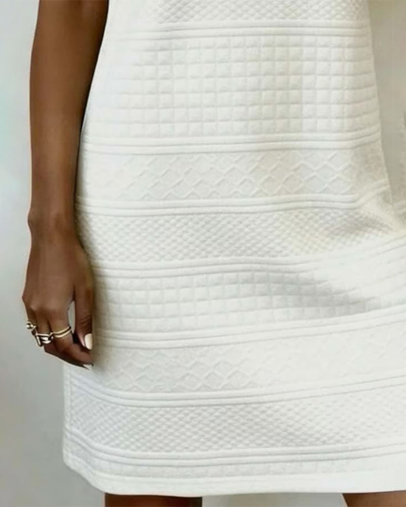 Kjole Trekneppet Jacquard Rett