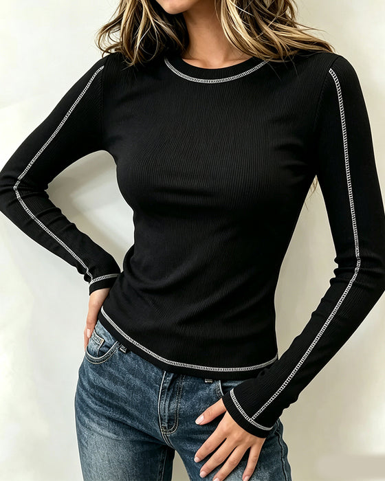 Topp Stilig Rund Hals Slim Fit Lang Erme