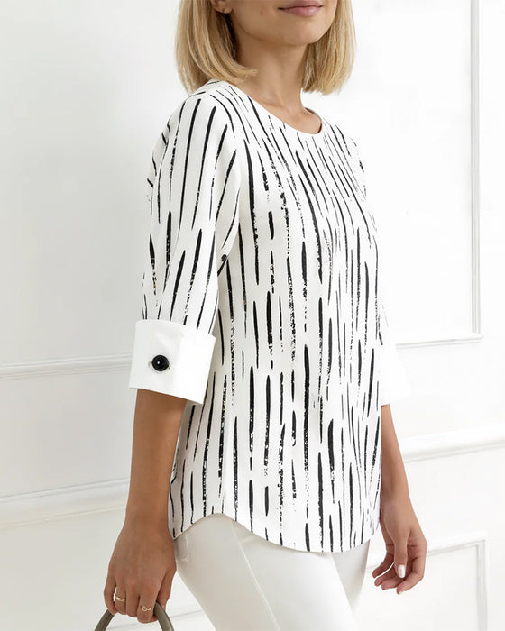 Bluse Linjetrykk 3/4-Erm