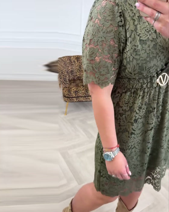 Kjole V-Hals Blonde Kortermet