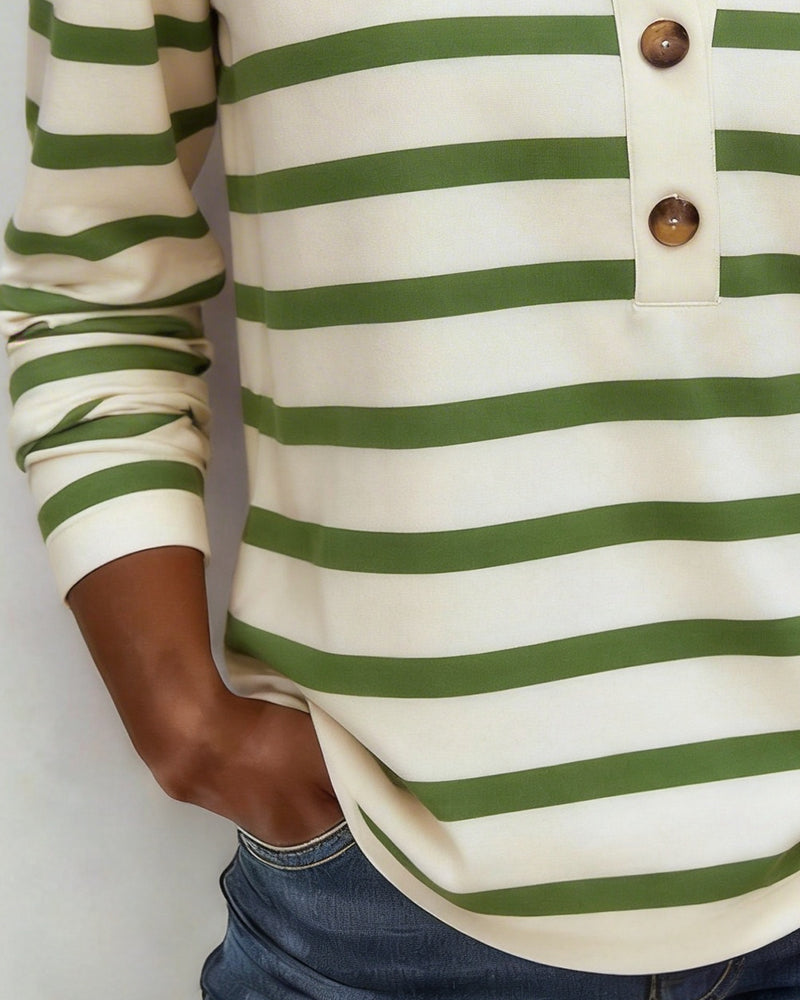 Stripet Topp Med Knapper