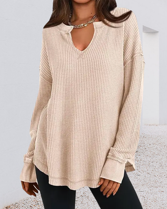 Topp Vaffel Henley Lang Erme