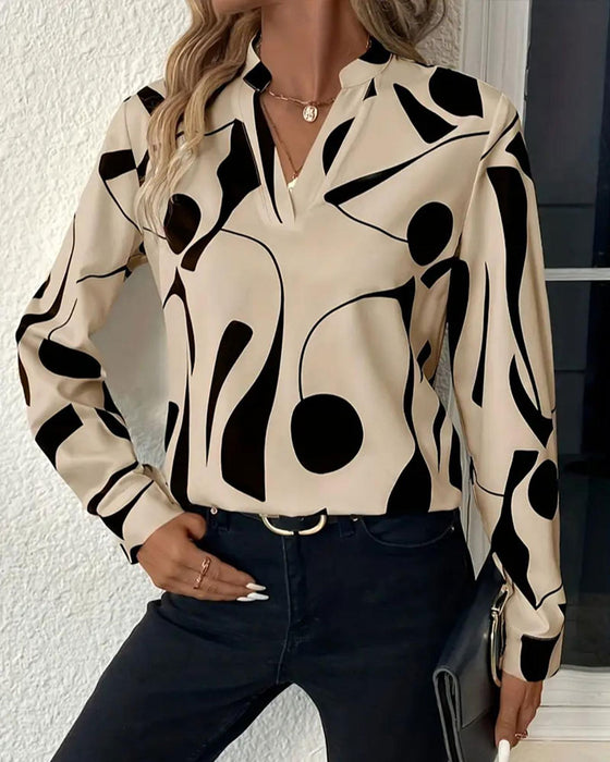Bluse Abstrakt Geometrisk Trykk
